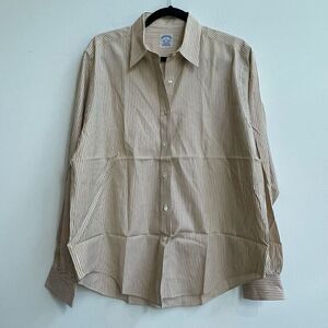 Brooks Brothers 100% Cotton Striped Yellow Dress Shirt - Large